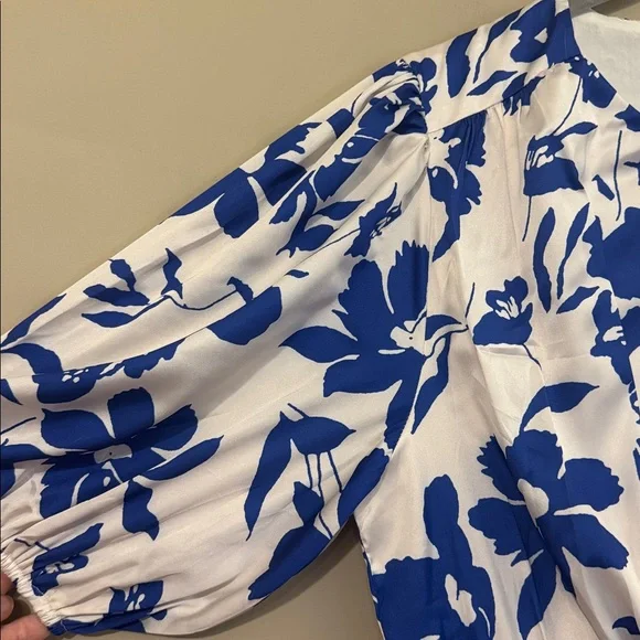 Petal & Pup Aminah Puff Sleeve Maxi Dress, Blue Floral, Size M (10) - Picture 8 of 12